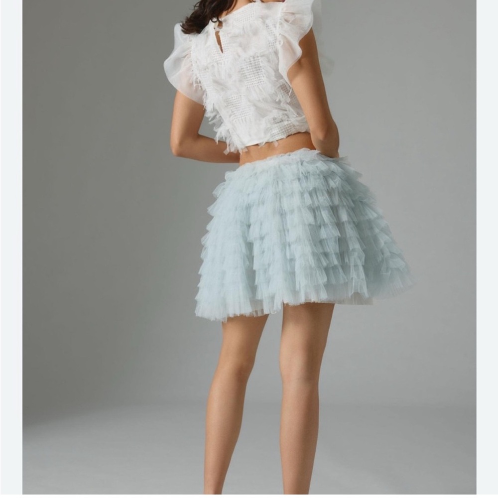 LoveShackFancy Elegant Blue Tulle Skirt